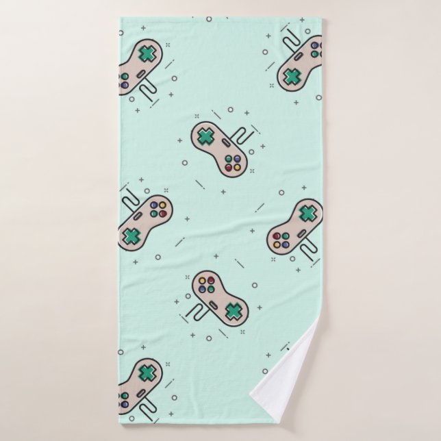 Jeu gris joystick sur bleu (Serviette de bain)