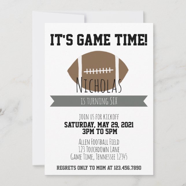 Jeu Heure Football Anniversaire Invitation (Devant)