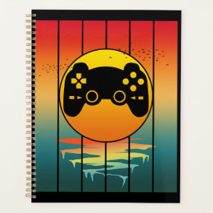 Jeu informatique de jeu de gamer de coucher de sol