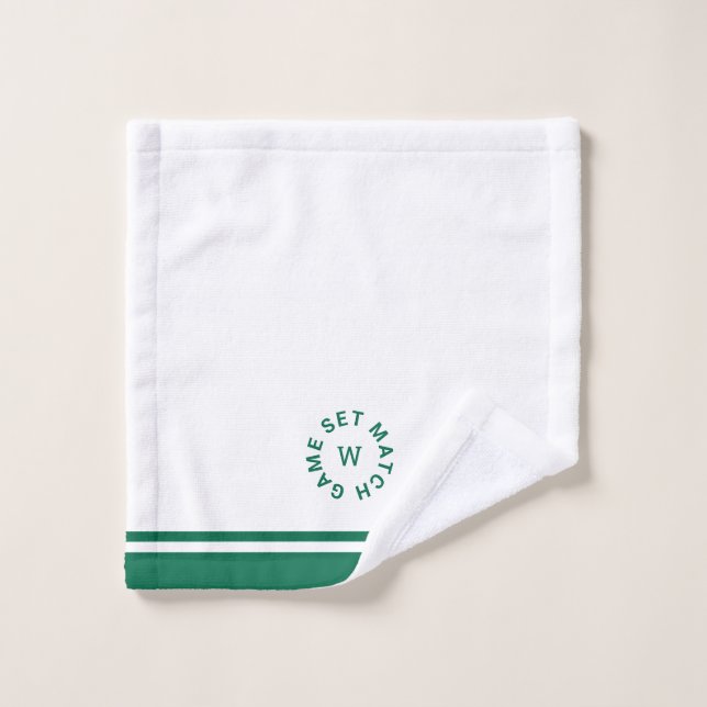 Jeu Match Monogramme Green Stripe Tennis Face (Gant de toilette)
