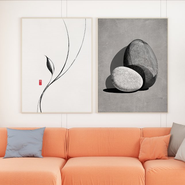 Jeu minimaliste d'encre Zen Pierre Abstrait mur d' (Créateur téléchargé)