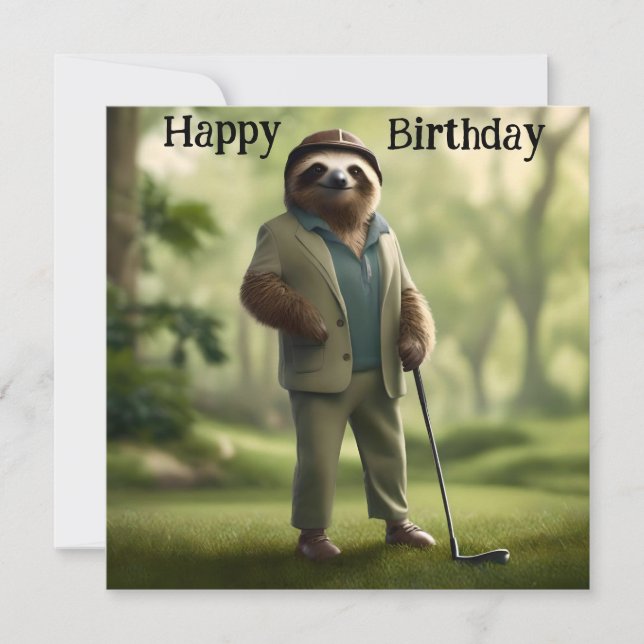 Jeu On : Sloth Golf Player Carte d'anniversaire pl (Devant)