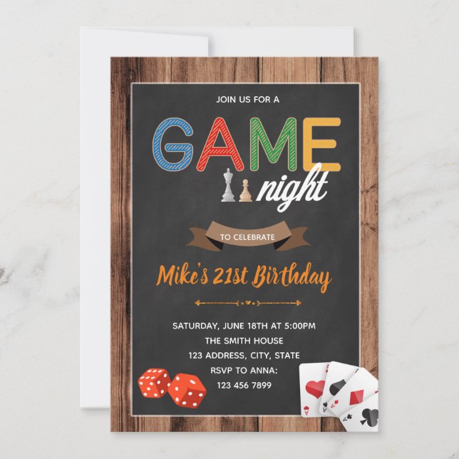 Jeu soirée anniversaire invitation (Devant)