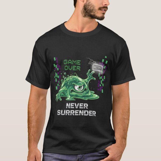 Jeu sur ne jamais abandonner Retro jeu T-shirt | F (Devant)