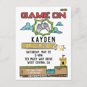 Jeu Sur Vidéo Jeu Anniversaire Carte Postale Invit