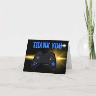 Jeu Vidéo Bleu Anniversaire Plié Carte de remercie