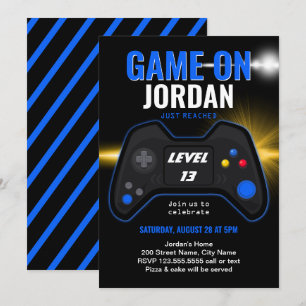 Jeu Vidéo Bleue Invitation Anniversaire