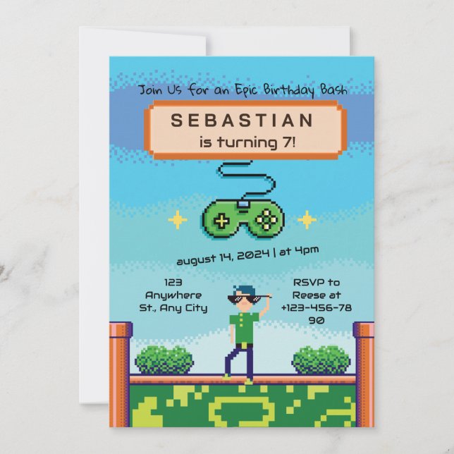 Jeu vidéo Invitation Anniversaire (Devant)
