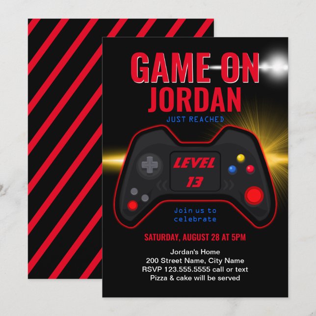 Jeu vidéo Invitation Anniversaire (Devant / Derrière)