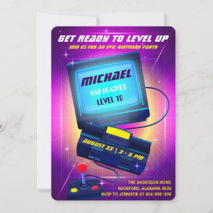 Jeu vidéo modifiable Invitation de fête d'annivers