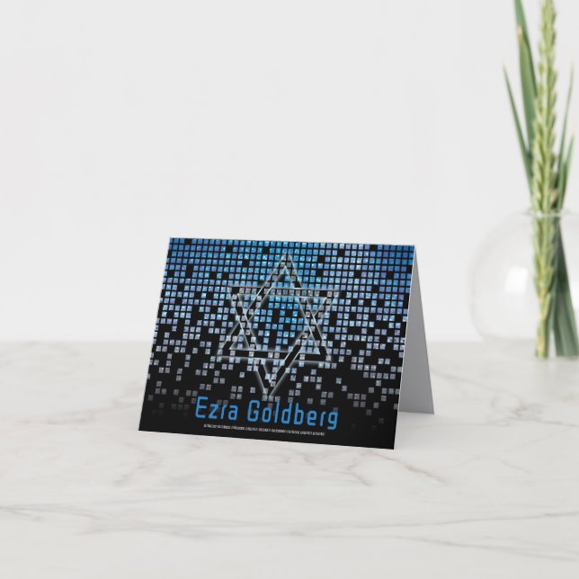 Jeu vidéo noir bleu Gamer Bar Mitzvah Merci (Devant)