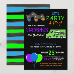 Jeu Vidéo pour enfants Invitation d'anniversaire d