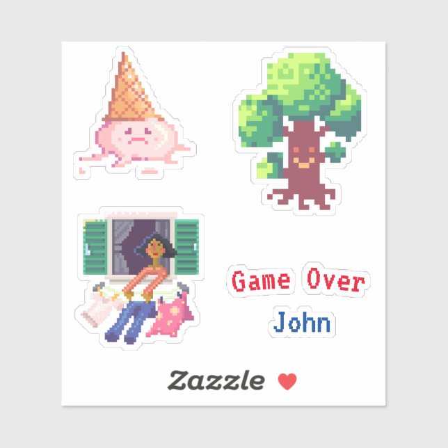 Jeu vidéo rétro ( pixel Art ) Jeu sur Sticker (Feuille)