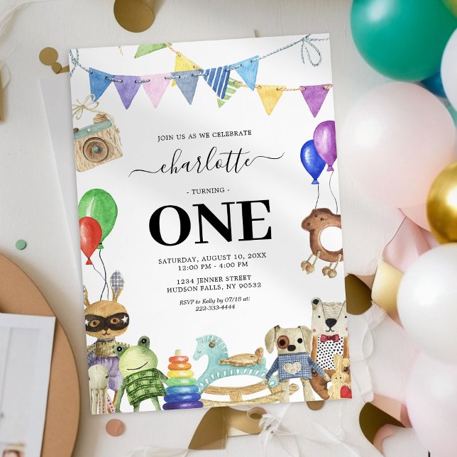 Jeu vintage Date Premier Anniversaire Invitation (Créateur téléchargé)
