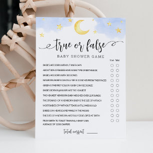 Jeu Vrai ou Faux avec la carte de Baby shower des 