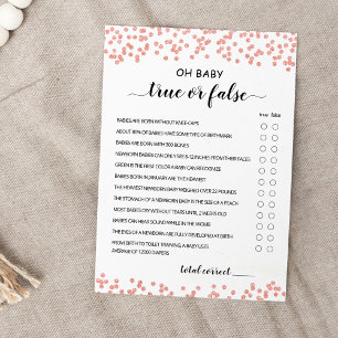 Jeu Vrai ou Faux avec la carte de Baby shower des 