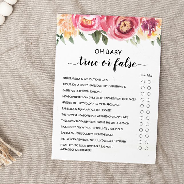 Jeu Vrai ou Faux avec la carte de Baby shower des  (Créateur téléchargé)