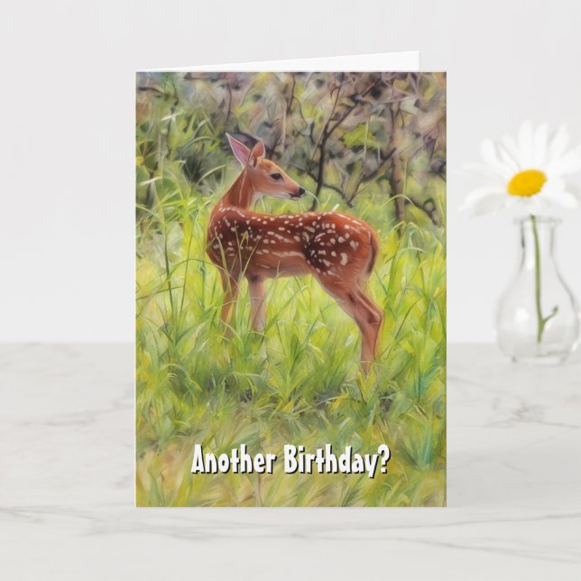 Jeune Anniversaire Funny Pun Deer Nature Carte d'a (Petite plante)