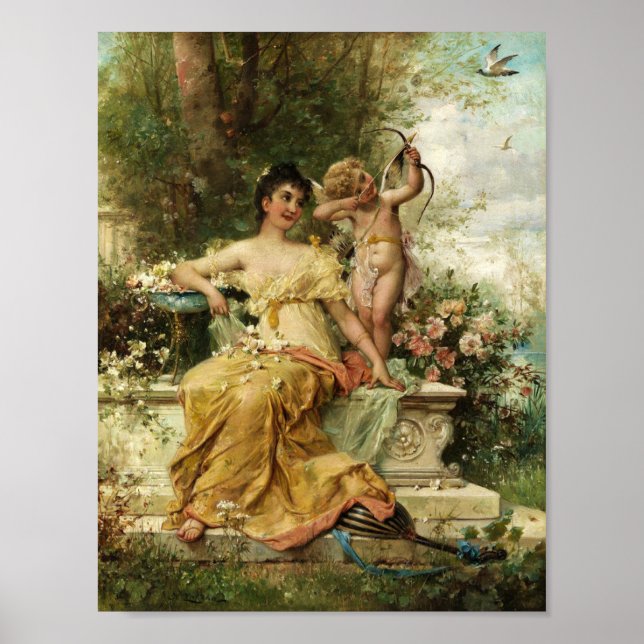 Jeune dame dans le parc par Hans Zatzka - affiche (Devant)