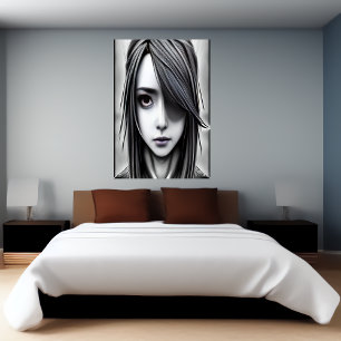 jeune femme noire et blanche AI Art Poster