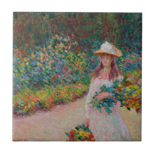 Jeune fille dans le jardin de Giverny, 1888 Tile
