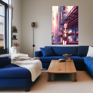 Jeune fille en ville   AI Art Poster