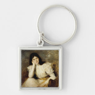 Jeune Fille Reveuse, Portrait de Berthi Capel Keychain