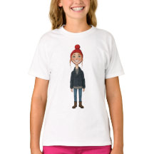 Jeune Fille Rousse Souriante avec Bonnet Rouge et