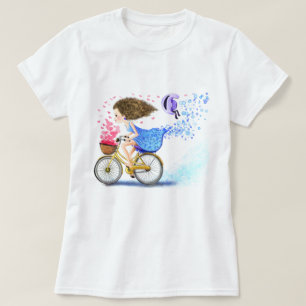 Jeune Fille Sur Un T-shirt Vélo Amour romantique
