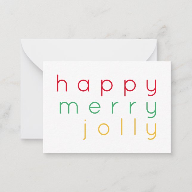 JEUNE JOYEUSE JOLLY 3.5x2.5 Carte de note de Noël  (Devant)