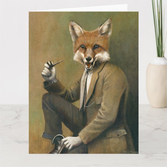 Jeune M. Fox En Costume Grande Carte De Voeux (Devant)
