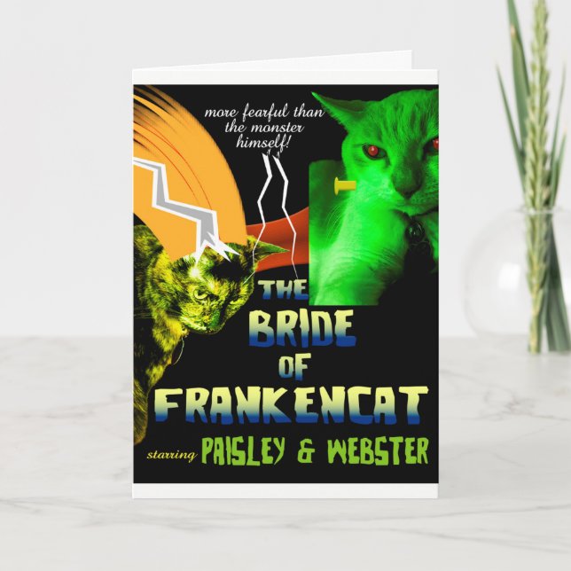 Jeune mariée de carte de Frankencat Halloween (Devant)