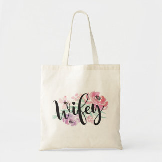 Jeune mariée florale de sac fourre-tout à Wifey à