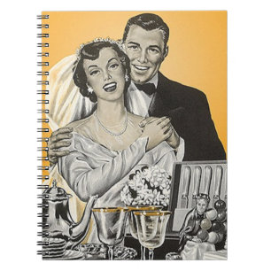 Jeune mariée vintage de mariage de carnet et livre