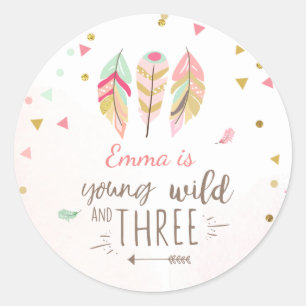 Jeune sauvage et trois Faveur Tags Sticker Pink Go