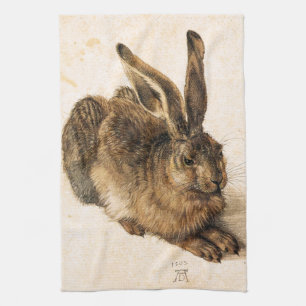 Jeune serviette de cuisine de lièvres d'Albrecht