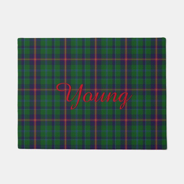 Jeune tapis de porte d'accueil de plaid de tartan (Devant)
