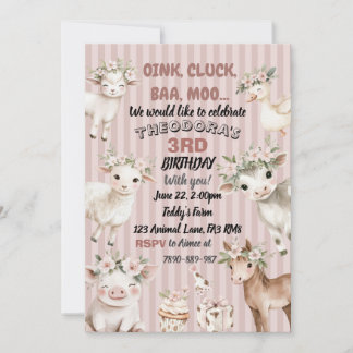 Jeunes filles ferme invitation d'anniversaire anim