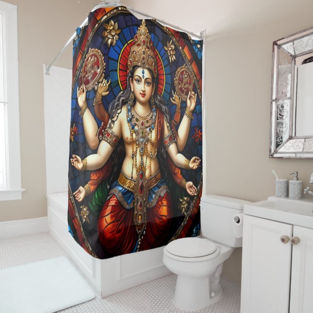 Jeux de rideaux colorés de douche Ganesh (En situation)