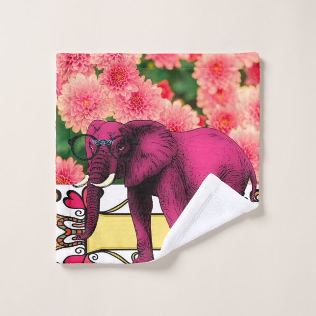 Jeux de serviettes de toilette floraux à éléphant  (Gant de toilette)