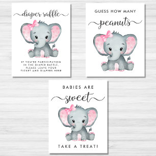 Jeux d'éléphant Favorisent Baby Girl Shower Poster