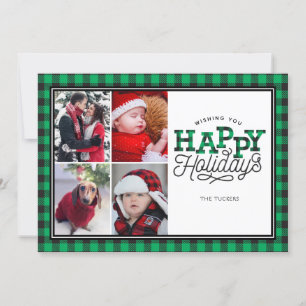 JEUX Vacances Buffalo Plaid vert 4 Cartes photos