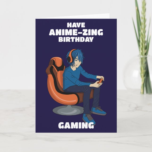 Jeux Vidéo Anime Gamer Boy Carte d'anniversaire (Devant)