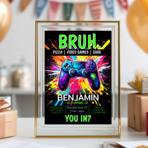JEUX VIDÉO Bruh Invitation d'anniversaire