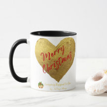 Jevays Christmas Gold Heart Mugs