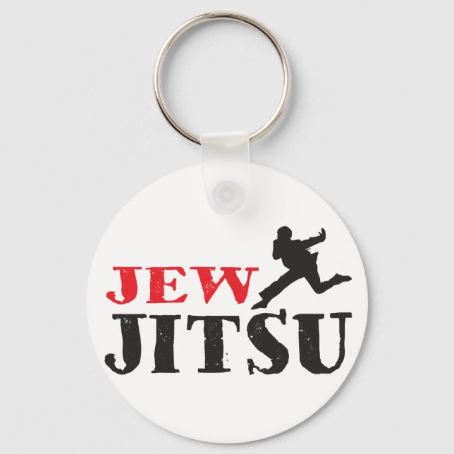 Jew Jitsu - Funny Jewish humour Keychain (Front)