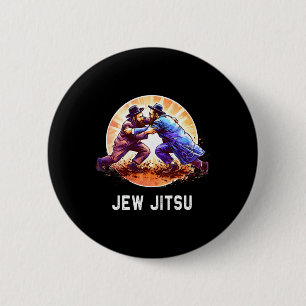 Jew Jitsu Karate Funny Hanukkah Brazilian Jiu Jits 2 Inch Round Button