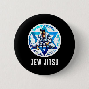 Jew Jitsu Karate Funny Hanukkah Brazilian Jiu Jits 2 Inch Round Button