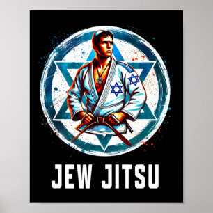 Jew Jitsu Karate Funny Hanukkah Jiu Jitsu Martial  Poster