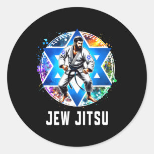Jew Jitsu Karate Funny Hanukkah Martial Arts Chanu Classic Round Sticker